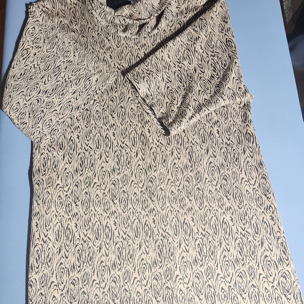 AA Studio AA 16W Cowl Neck Tunic Dress Plus Size Beige Black